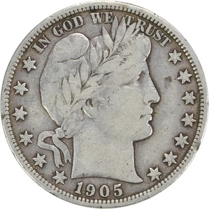 Medio dólar de plata barbero 1905-S F sin certificación #205 - Imagen 1 de 2