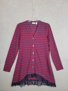 LOGO Lori Goldstein Waffel Strick Cardigan Pullover gestreift Damen Small Freizeit - Bild 1 von 8