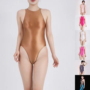 Silky Sheer Swimwear Glossy Women Swimsuit Daily Wear Moderate Elasticity - Picture 1 of 26