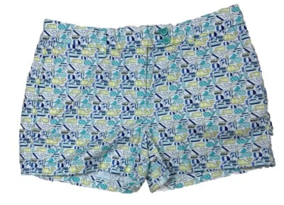 Vineyard Vines Whale Print Chino Shorts. Front Pocket Blue/yellow/white. Size 10 - Image 1 of 3