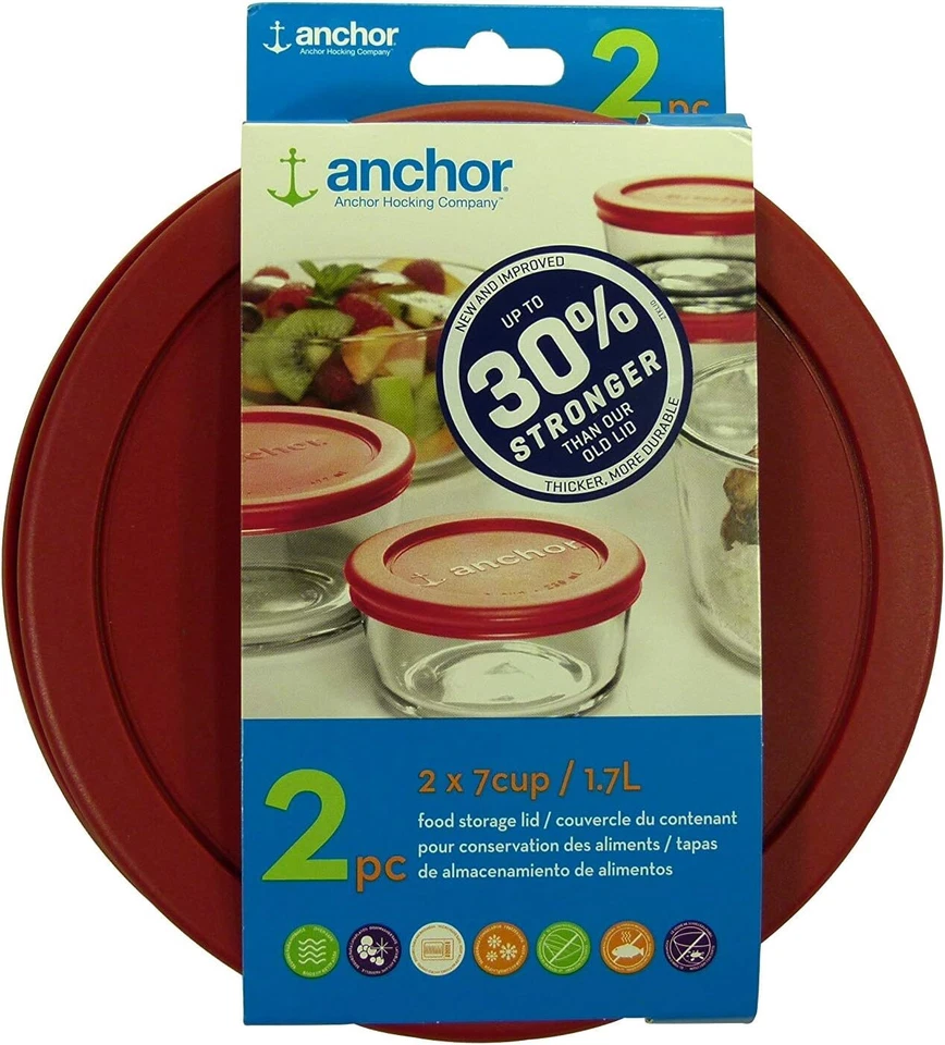 Anchor Hocking 4 X 1 Cup Lids Covers Replacement Red 4pc 1cup