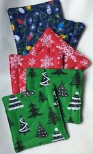 Set of 6 handmade padded fabric coasters in 3 Christmas designs