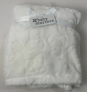 Nuevo con etiquetas Baby Starters Patrón de oso de peluche blanco en relieve Patrón de oso de peluche súper suave - Imagen 1 de 5
