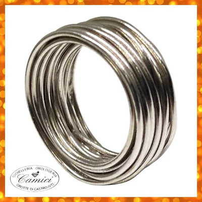 Anello argento 925 fascia Filo della Vita rodiato oro bianco Made in Italy MIS18 - Immagine 1 di 4