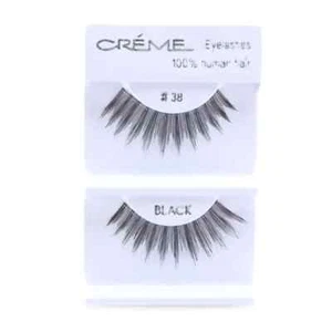 CREME 100% Human Hair Natural Individual Eyelash Extensions #38 Black - Picture 1 of 1