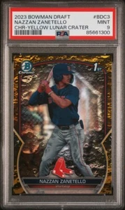2023 Bowman Draft Nazzan Zanetello Chrome Yellow Lunar Crater PSA 9 - Picture 1 of 3
