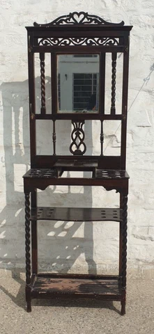 Antique Victorian Oak Entryway Mirror Hall Stand / Umbrella Stand / Hat Stand Cover