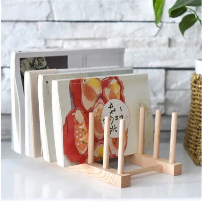 Estante de drenaje de madera plato cuenco soporte de secado estantería almacenamiento organizador Foto 1 de 4