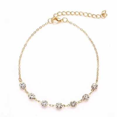 2Ct Round Lab-Created Diamond Women's Beauty Anklet 9.5in 14K Yellow Gold Plated - Image 1 of 4