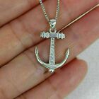 2.00ct Round Cut Lab-created Diamond Anchor Pendant 14k White Gold Plated