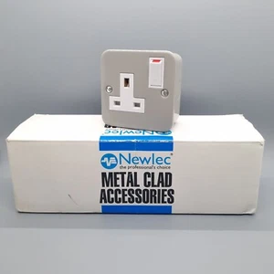 Pack Of 5 Newlec Metal Clad Range NL8400/1 BS1363 1 Gang Switch Socket Metal - Picture 1 of 9