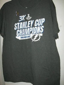 NEW NHL T-Shirt 3X STANLEY CUP CHAMPIONS Tampa Bay Lightning M L XL XXL men's - Picture 1 of 4
