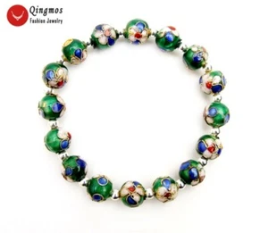 Fashion 10mm Round Green Cloisonne Bracelet for Women Jewelry China Feature b124 - Picture 1 of 7