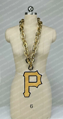 New MLB PITTSBURGH PIRATES Jumbo Big GOLD Fan Chain Necklace Foam - Image 1 of 3