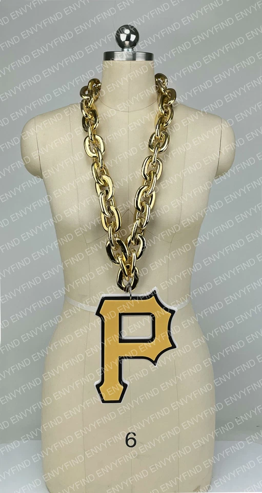 New MLB PITTSBURGH PIRATES Jumbo Big GOLD Fan Chain Necklace Foam - Image 1 of 3