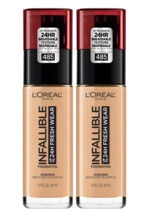 2 Pk L'OREAL Infallible 24hr Fresh Wear Foundation 485 Golden Sun - Picture 1 of 3