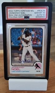 Jhonkensy Noel 🎄🎄 2022 Topps Heritage Minors Real One Auto PSA 10/10 POP 1 - Picture 1 of 2