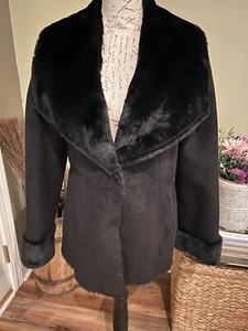 Abrigo/chaqueta para mujer vintage de la Casa Blanca mercado negro gamuza/piel sintética - Imagen 1 de 15