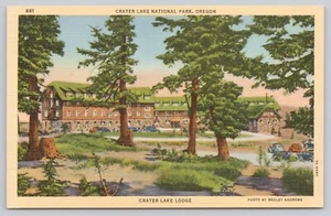Crater Lake Lodge National Park Oregon postal de colección lino sin publicar - Imagen 1 de 2