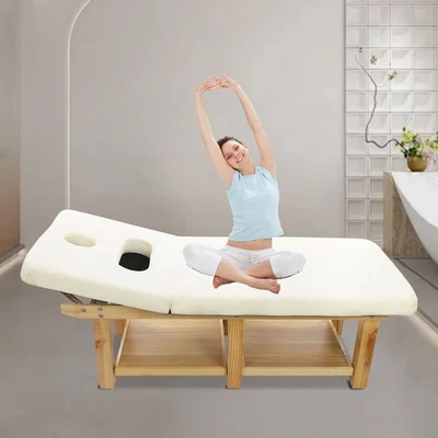 Mesa de Masaje Estacionaria, Mesa de Fisioterapia Spa Cama de Pestañas, 75"x 31.5" Foto 1 de 4