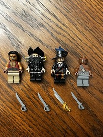 Lego pirates Of The Caribbean Minifigure Lot Of 4 (Barbossa, Blackbeard, Etc..)