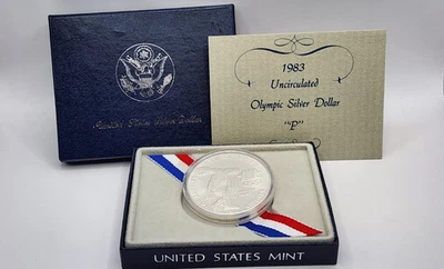 UNC 1983 P US 1 Dollar Silver Coin - XXIII Olympiad Los Angeles - KM#209 - Image 1 of 4