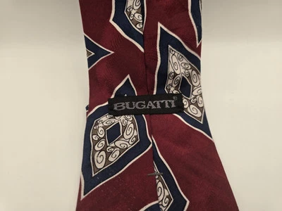 Corbata ancha de diseñador Bugatti 100 % seda diamante rojo para hombre Foto 1 de 4