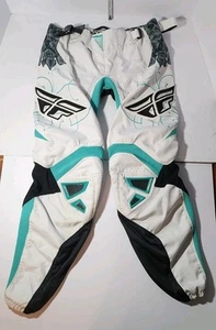 Womens FLY RACING  White Aqua Blue Black  MX Motorcycle Pants Size 3/4 Motocross - Bild 1 von 24