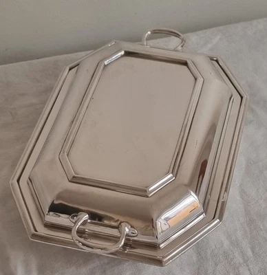 Elegante purín octogonal Art Deco A1 plateado con dos asas para servir Foto 1 de 4