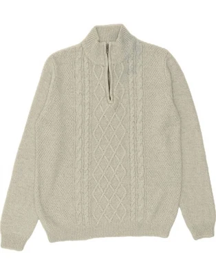 EMERALD ISLE мужской молнии шеи джемпер свитер XL зеленый акрил BN07 - Изображение 1 из 3