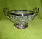 Henkel Kristall Glas Schale Bleikristall mit Silber Montur Vintage