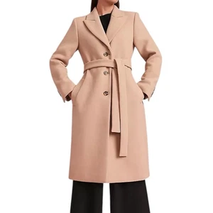 Ann Taylor Petite Wool Blend Belted Tie Waist Coat Cafe Au Lait Women Size XXSP - Picture 1 of 12