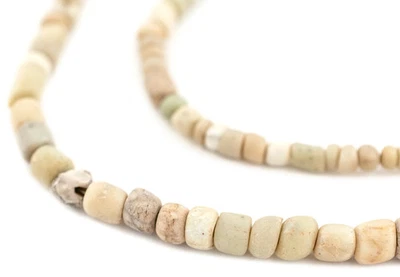 Cuentas Djenne blancas graduadas antiguas 3-10 mm Malí africano vidrio mixto hechas a mano Foto 1 de 4