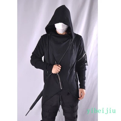 Волшебная толстовка с капюшоном неправильной диагонали молнии с капюшоном длинным рукавом толстовка плащ куртка - Изображение 1 из 4