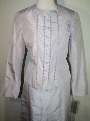 Traje TERI JON Rickie Freeman Lavanda Seda MOB NUEVO CON ETIQUETAS 8 Falda Larga Encaje Frontal  Foto 1 de 4