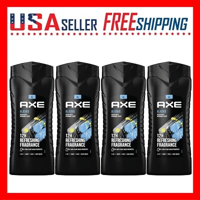 Jabón corporal Axe Alaska Ocean Air Bergaomot 3 en 1 cara corporal 400 ml, paquete de 13,5 oz x 4 Foto 1 de 4