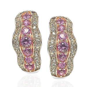 Suzy Levian Sterling Silver Pink Sapphire and Diamond Accent earrings - Picture 1 of 3
