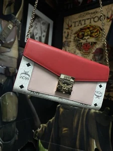 Mcm Chain White Leather Chain Cross Body Shoulder Bag - Picture 1 of 6