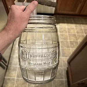 Rare Antique Buffalo Hy Grade Malt Milk Powder Barrel Jar w/Wood Handle(No Lid) - Picture 1 of 11