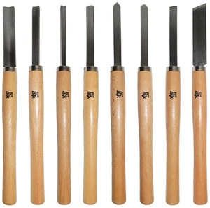 8 Piece Wood Chisel Set for Lathe Woodworking - Gouges, Skews, Parting Tool, etc - Picture 1 of 8