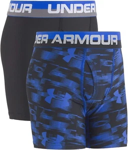 Under Armour 176177 Boys 2-Pack Boxer Briefs Black/Blue Size Youth Small - Picture 1 of 3