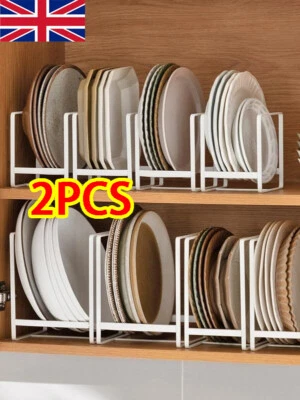 2PCS Upright Dish Storage Holder Metal Rack Kitchen Organizer Drying Ventilation - Image 1 of 4