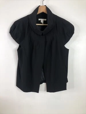 Kenneth Cole Women’s Size 6 Black Open Short Sleeve 2 Button Top - Image 1 of 4