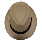 Unisex Straw Fedora Panama Hat Summer Sun Short Brim Floral Trilby Cuban Hat Ca
