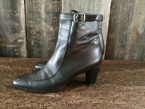 Stephane Kelian Women's Shoes Size 35 Brown Side Zip Leather Ankle Boots Buckle