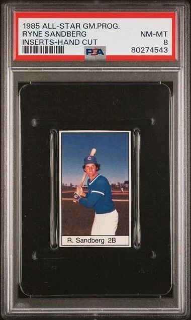 1985 All-Star Game Program Inserts Ryne Sandberg graded PSA 8 NM-MT Pop. 7 - Image 1 of 1