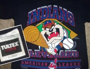 NUEVA CAMISA DE COLECCIÓN AÑOS 90 TAZ CLEVELAND INDIOS 1993 MLB TULTEX WARNER BROS XL RARA - Imagen 1 de 3