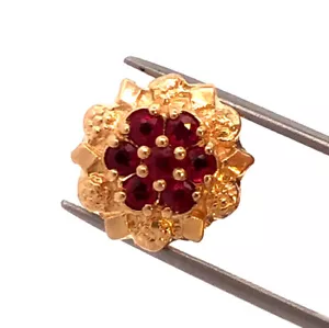 Designer 14K Yellow Gold Round Ruby Slide Bracelet Charm - Picture 1 of 8
