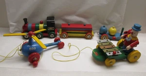 Vintage Holzzugspielzeug BRIO ZUG Hubschrauber CLOWN Walter westdeutsch - Bild 1 von 24