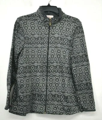 Stan Herman Womens Black Zipper Stand Up Collar 2 Pocket Long Sleeve Jacket M - Image 1 of 4